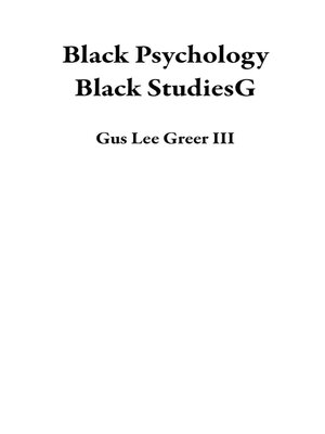 cover image of Black Psychology Black StudiesG
